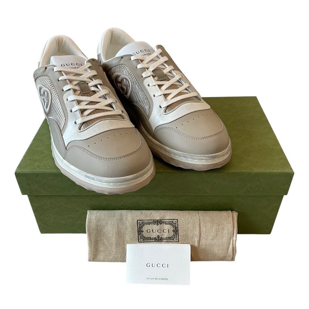 Gucci Men's Mac80 GG Low Top Sneaker Taupe & Off White 778301 Size 11.5 US 12 - Picture 3 of 16